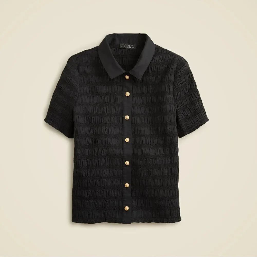 J.Crew 2023 Smocked button-up shirt in cotton-blend voile XS